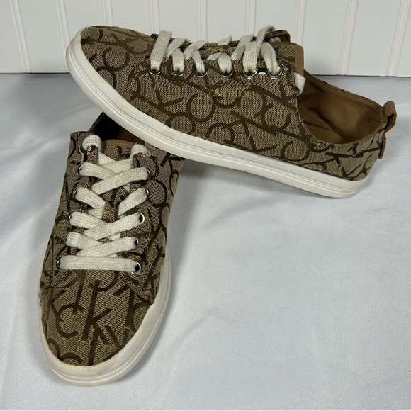 Calvin Klein Lace Up Gold and White Loafers Size 8 1/2 Women’s - Picture 5 of 7